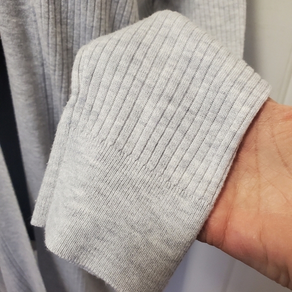 LOFT Light Gray Duster Open front Cardigan Size XLP, lightweight, casual - Picture 3 of 9